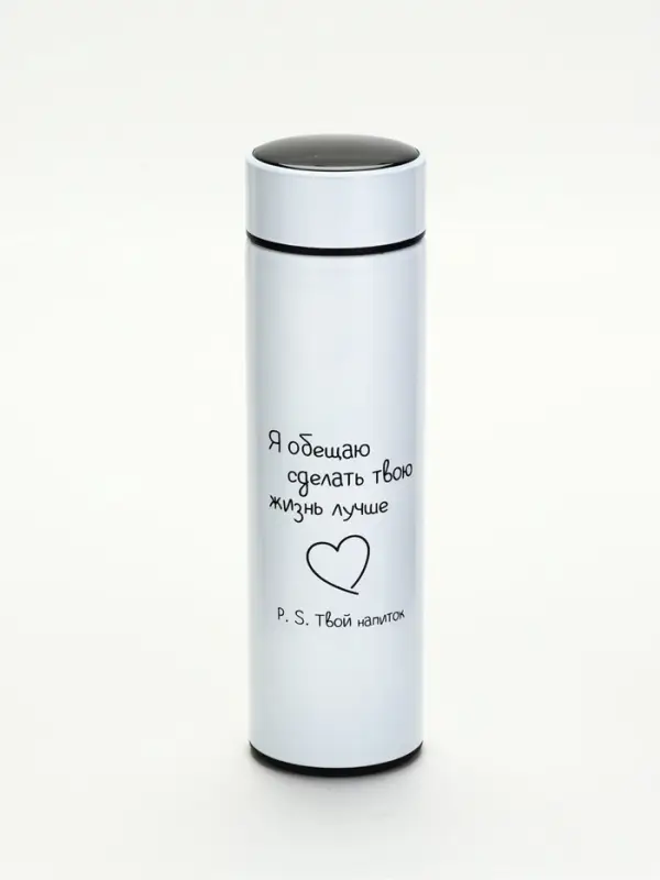 Термос, 500 мл &laquo;Сделаю жизнь лучше&raquo;, с ситечком, с датчиком температуры