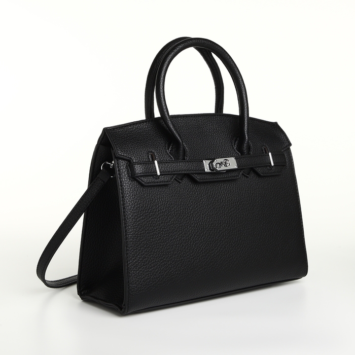 Сумка женская 30*10*23 отд на клапане, длин ремень, черный