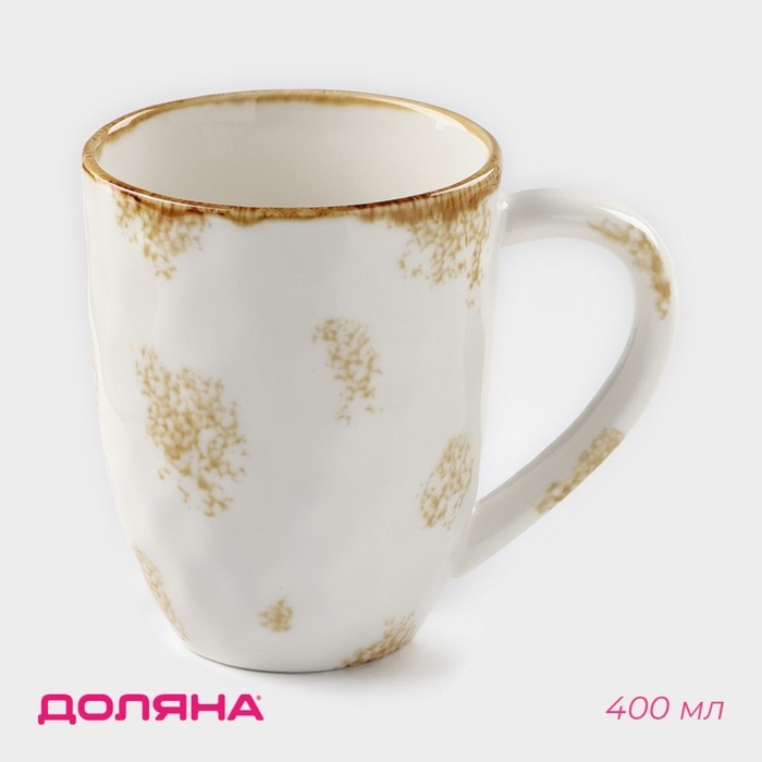 Кружка фарфоровая Доляна Organic Gold, 400 мл, цвет белый Кружка фарфоровая Доляна Organic Gold, 400 мл, цвет белый