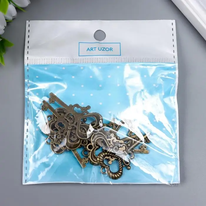 Металлический элемент, декоративная подвеска под латунь «Арт Узор. Ключ от сердца», 4×2 см