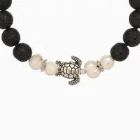 Браслет "Черепашка" жемчуг, лава, длина 18 см