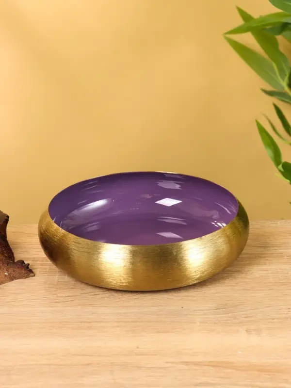 Подсвечник золотой с фиолетовым покрытием, 18×18×5 см