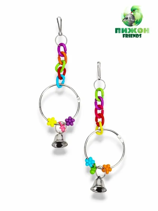 Игрушка для птиц &laquo;Кольцо и бусы&raquo;, 20&times;7 см, с колокольчиками, цвет МИКС