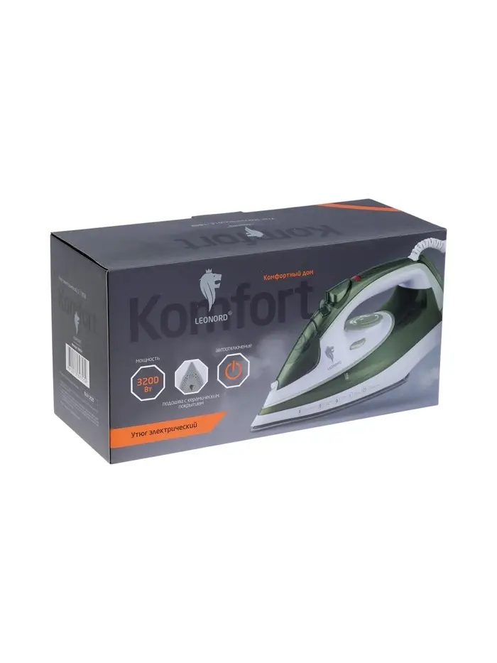 Утюг Leonord LE-1808, 3200 Вт, керамическая подошва, 32 г/мин, 350 мл, зелёный