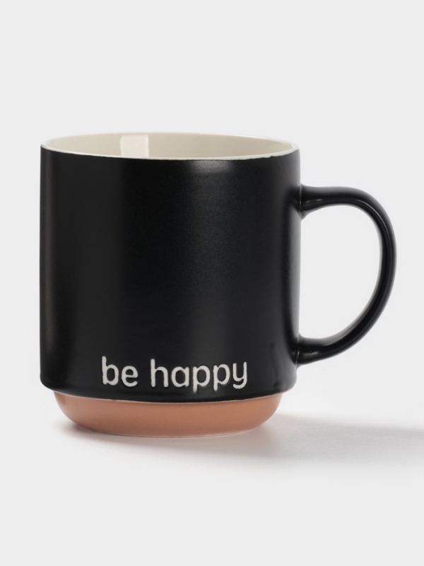 Кружка Доляна Кружка Доляна "Be happy" 12х9х10 см, цвет черный