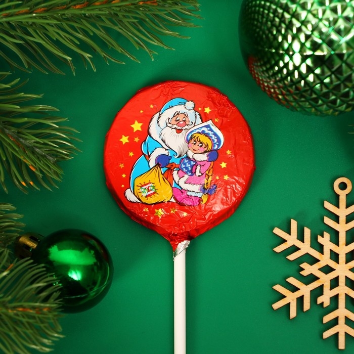 Новый год. Шоколадная фигурка Медаль на палочке Новый год. Шоколадная фигурка Медаль на палочке " С Новый годом!", МИКС, 18 г