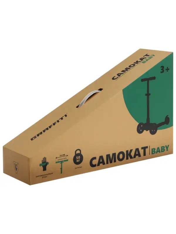 Самокат детский GRAFFITI Baby 24, колёса PU 120/100 мм, зелёный Самокат детский GRAFFITI Baby 24, колёса PU 120/100 мм, зелёный