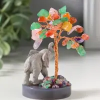 Сувенир "Слон у дерева" 18 камней 5,8х5,8х10,5 см