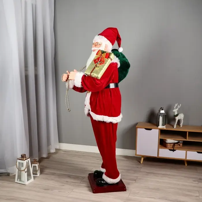 Дед Мороз "С подарком" реакция на движение, танцует, 180 см, красный