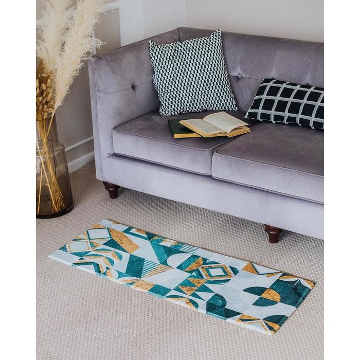 Коврик для ванной Доляна «Тори», 45×120 см, цвет зелёно-жёлтый Коврик для ванной Доляна «Тори», 45×120 см, цвет зелёно-жёлтый