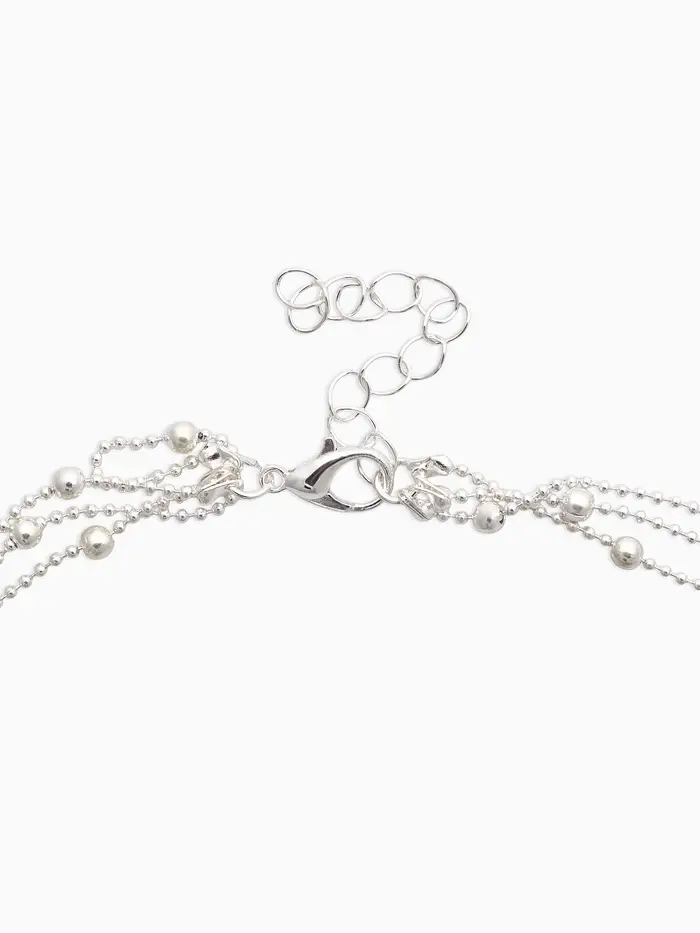 Колье 3 ярусы "Легкий стиль" квадрат, цвет серый в серебре