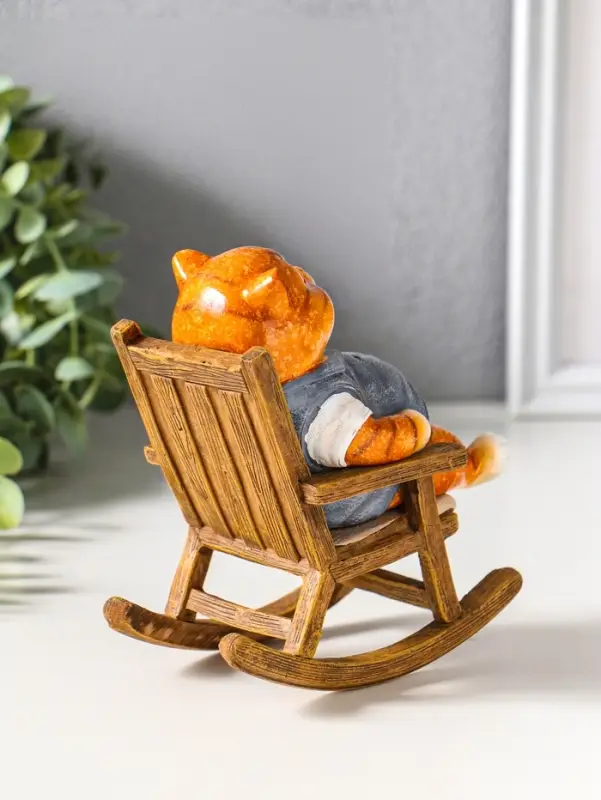 Сувенир полистоун лак "Пухлый кот в жилете, на кресле-качалке" 12х7,7х13,5 см