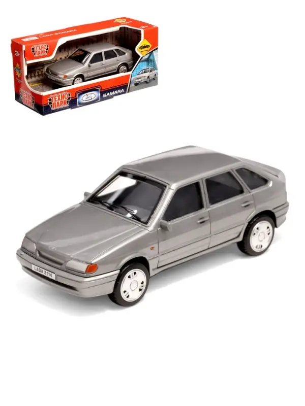 Машинка пластиковая Lada-2114 Samara, инерция, 11 см, серебристая