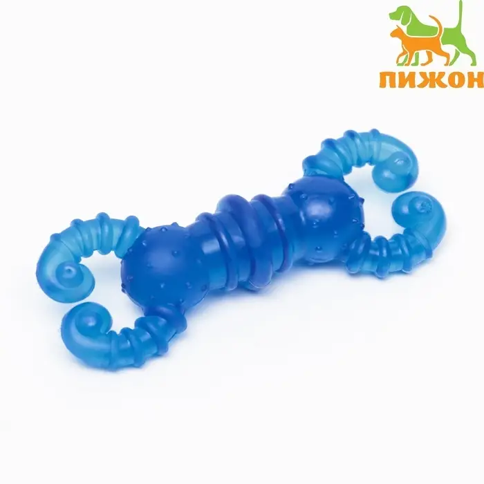 Жевательная игрушка для собак &laquo;Краб&raquo;, прозрачная, 12 см, TPR, голубая