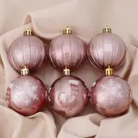 Ёлочные игрушки «Снежка», шары новогодние, d=6 см, набор 6 шт., розовый
