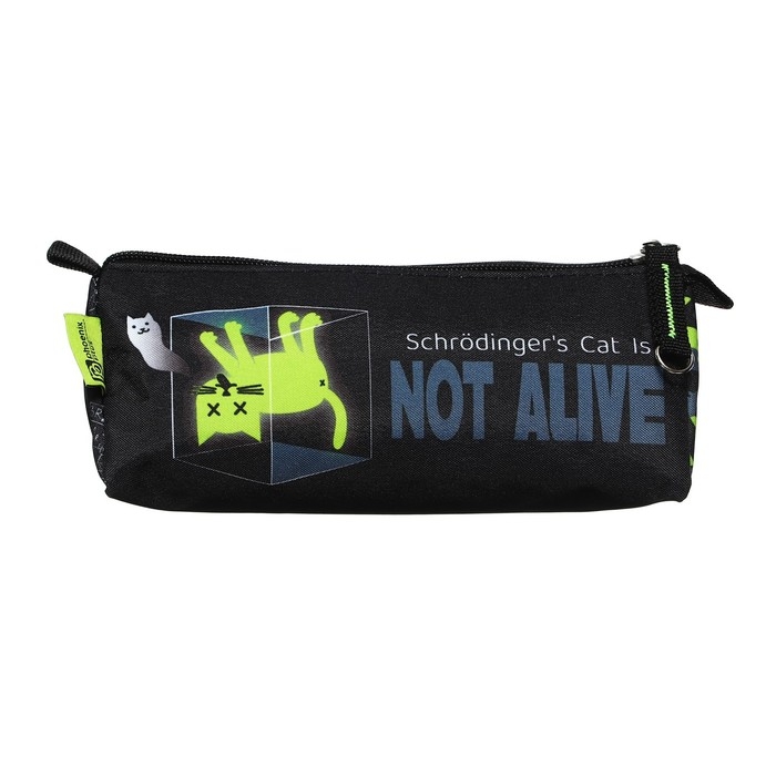 Пенал мягкий, 1 отделение, 85 х 200 х 65 мм, объёмный, Феникс  Пенал мягкий, 1 отделение, 85 х 200 х 65 мм, объёмный, Феникс "Научный кот" чёрный/зелёный 61898