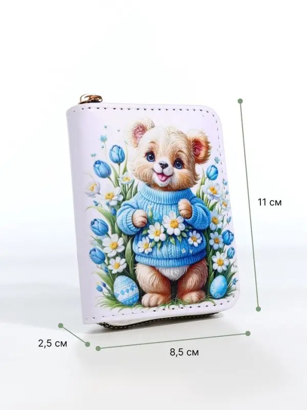 Кошелёк на молнии &laquo;Мишка&raquo;, детский, с принтом, белый