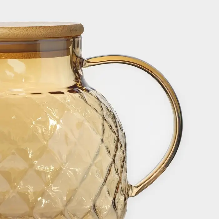 Чайник заварочный стеклянный BellaTenero «Круиз», 1 л, с бамбуковой крышкой и металлическим фильтром, цвет золотой Чайник заварочный стеклянный BellaTenero «Круиз», 1 л, с бамбуковой крышкой и металлическим фильтром, цвет золотой