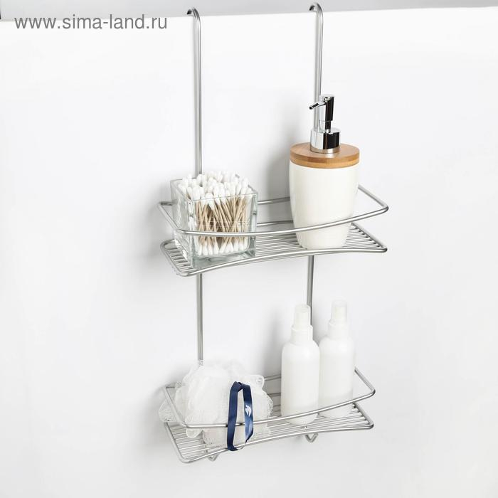 Полка навесная для душевой кабины 2-х ярусная Полка навесная для душевой кабины 2-х ярусная "Лагуна", цвет хром