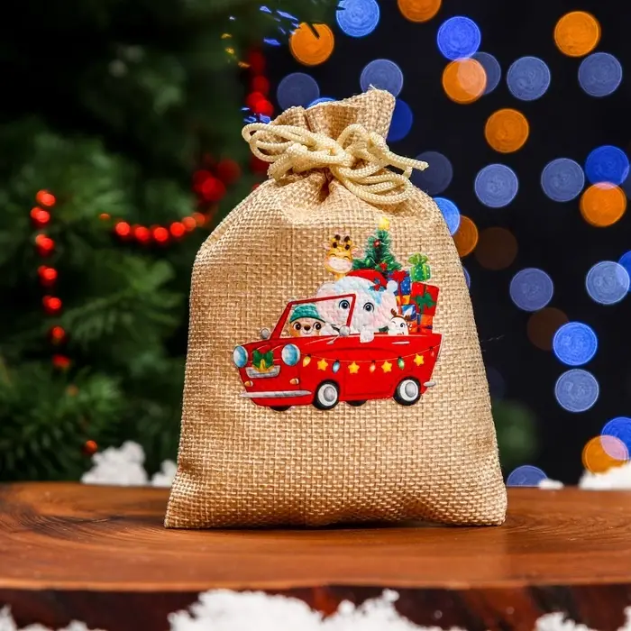 Мешок подарочный с термонаклейкой, 10×14 см Мешок подарочный с термонаклейкой, 10×14 см