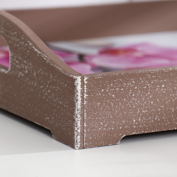 Поднос деревянный для завтрака Поднос деревянный для завтрака "Орхидея" 43х27,5х7 см