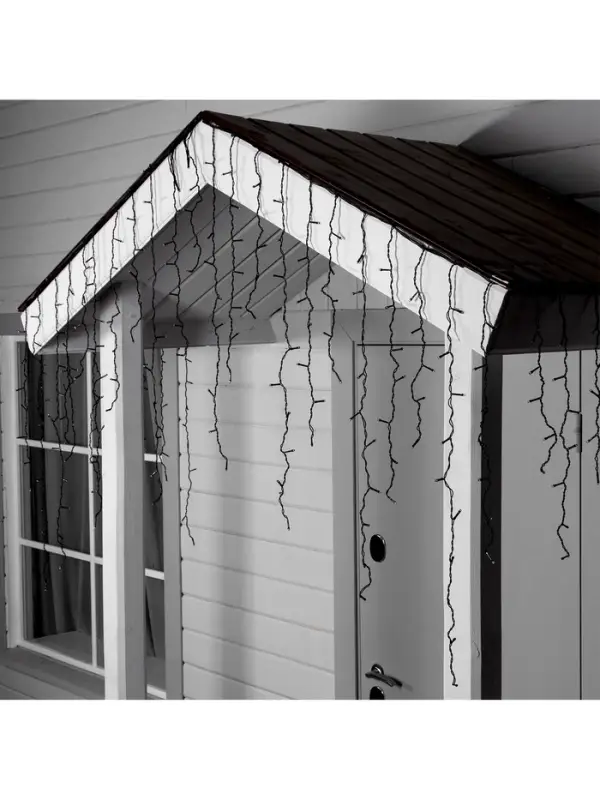 Гирлянда &laquo;Бахрома&raquo; 3&times;0.9 м, IP44, УМС, тёмная нить, 232 LED, свечение тёплое белое, 220 В