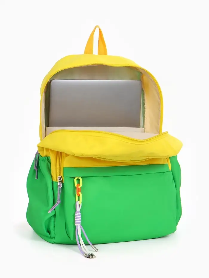 Рюкзак молодёжный на молнии, с карманами, двухцветный, 31&times;15&times;46 см, жёлтый