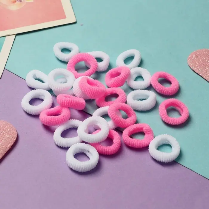 Резинка для волос  Резинка для волос "Махрушка спорт" (набор 100 шт) 1,5 см, ярко розово-белый