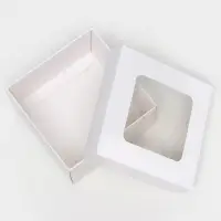 Коробка подарочная складная, упаковка, крышка - дно, с окном, белая, 10×10×5 см