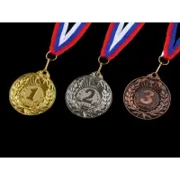Медали для награждения, на ленте, 5 см, 3 шт., разноцветные
