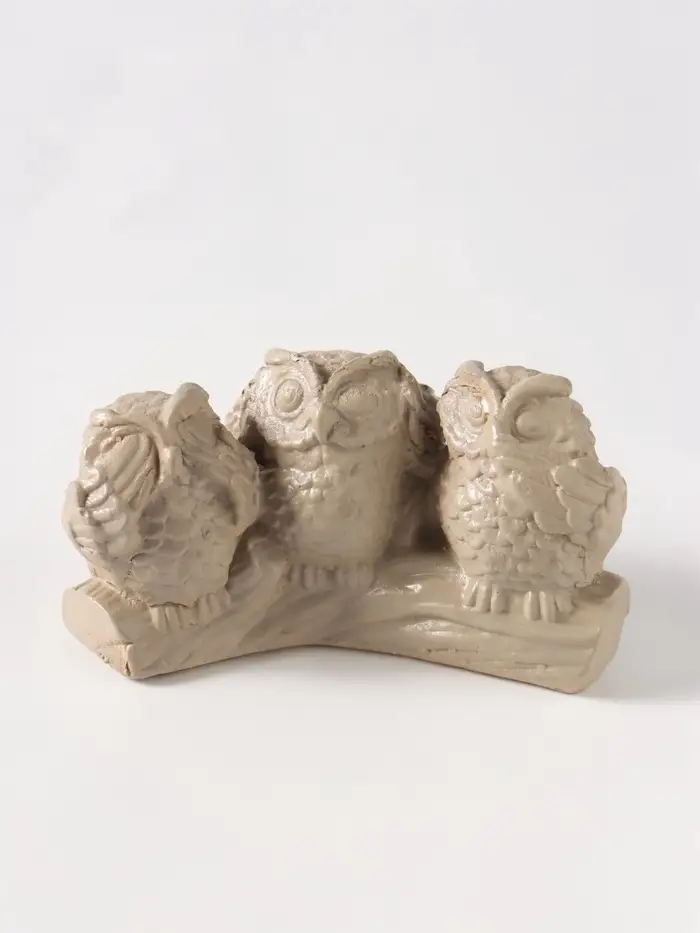 Фигурка гипс &laquo;Три совы на жердочке&raquo;, слоновая кость, 9&times;5&times;3.5 см