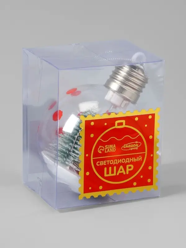 Ёлочный шар &laquo;Снеговик&raquo;, d=8 см, 1 LED, от батареек, свечение тёплое белое
