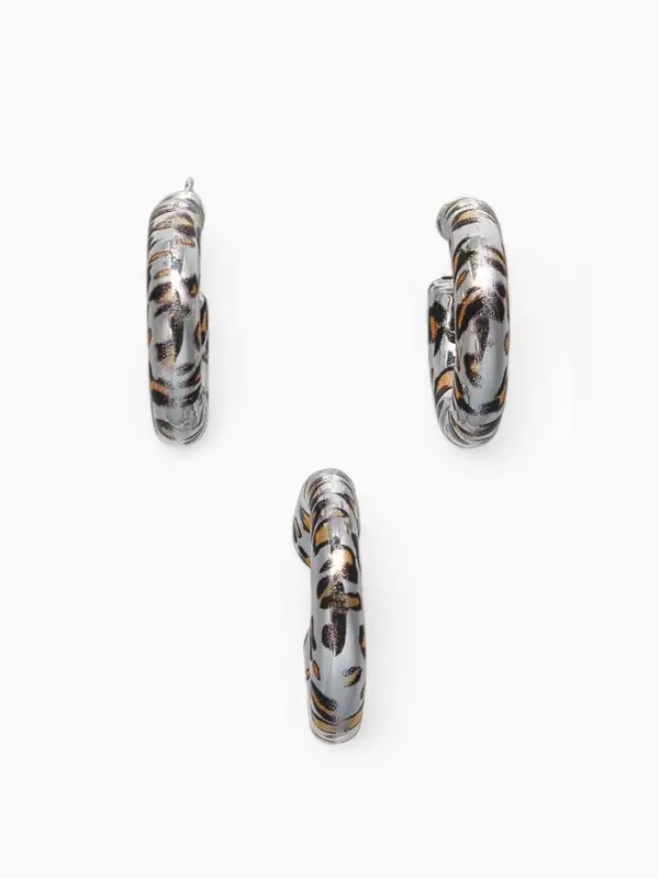 Серьги и каффы QF &laquo;Леопард&raquo;, набор, цвет серебро