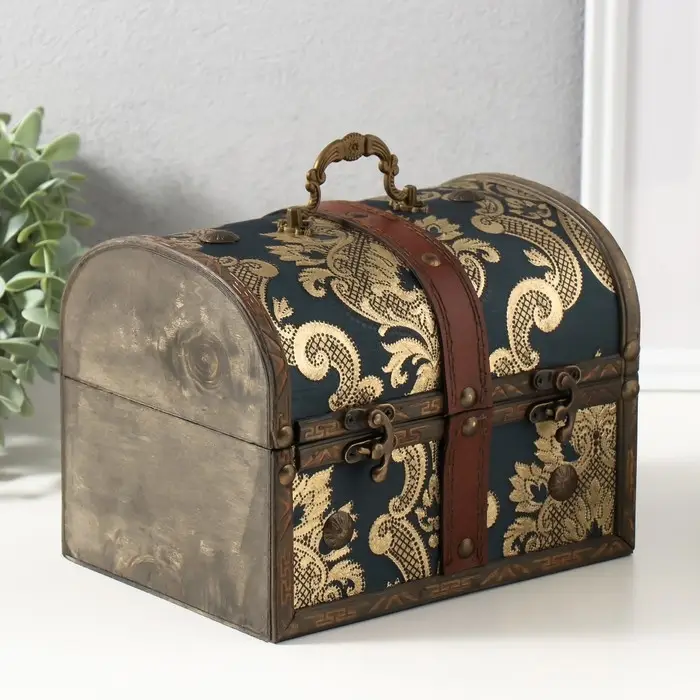 Шкатулка для украшений &laquo;Сундук. Золотые китайские огурцы&raquo;, дерево, 20&times;15&times;15.5 см