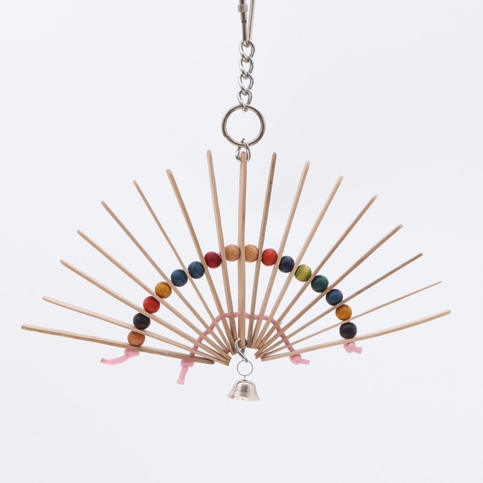 Игрушка для птиц Игрушка для птиц "Веер" с колокольчиком, натуральное дерево, 20 х 20 см