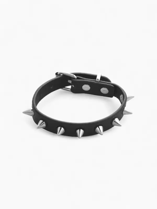 Браслет кожаный &laquo;Хардкор. Шипы&raquo;, L=24.5 см, чёрный в серебре