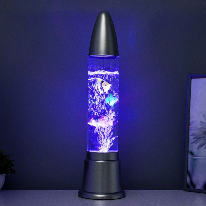 Светильник  Светильник "Аквариум" LED RGB, лава, серебро 12x12x50 см