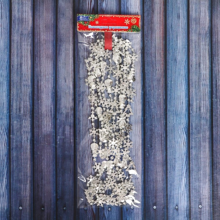 Бусы на ёлку 2,7 м 2,3 см Бусы на ёлку 2,7 м 2,3 см "Снежинки" микс