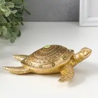 Сувенир полистоун "Черепаха с узорами на панцире" золото 13,8х16х4,7 см
