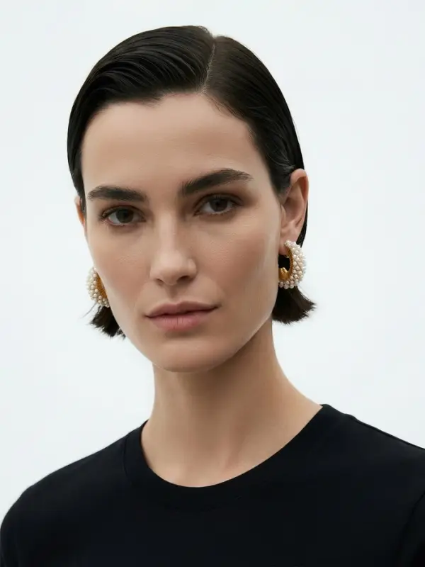 Серьги жемчуг "Россыпь", ссв, цвет белый в золоте