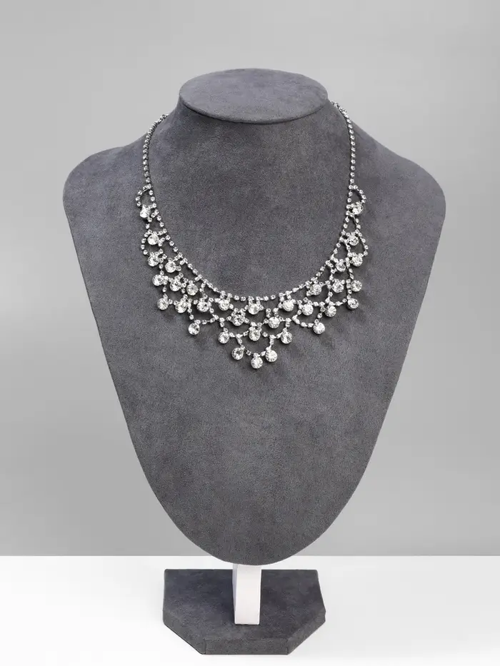 Бюст для украшений QF, 20&times;8&times;29 см, h=29 см, флок, серый графит