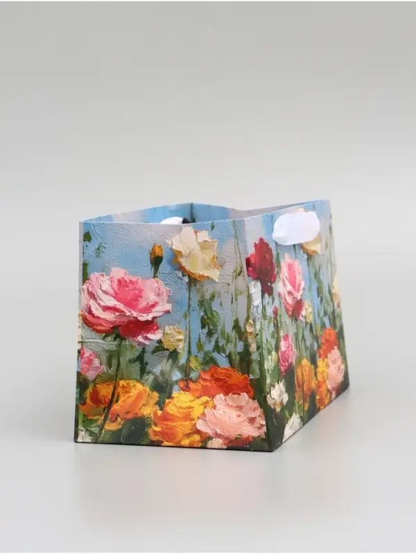 Пакет подарочный с широким дном &laquo;Цветы&raquo; 20 &times; 14 &times; 13,2 см