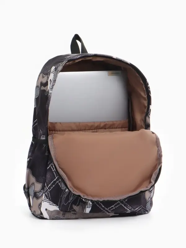 Рюкзак школьный, с карманами, с абстрактным принтом, 30&times;13&times;42 см, чёрный