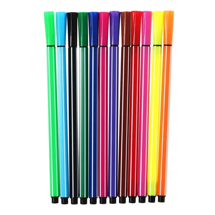 Фломастеры 12 цветов &laquo;Утка в очках&raquo;, в пластиковом пенале, МИКС