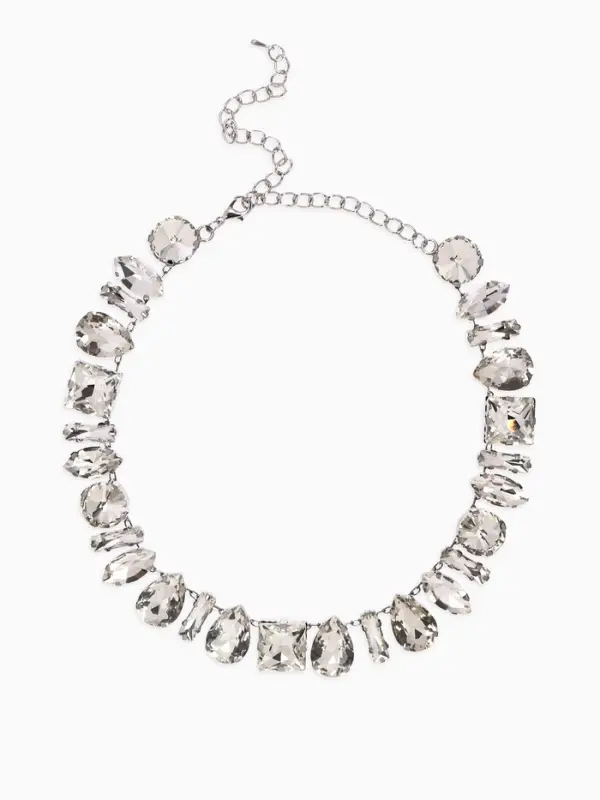 Колье &laquo;Драгоценность&raquo;, геометрия, белое в серебре, 32 см
