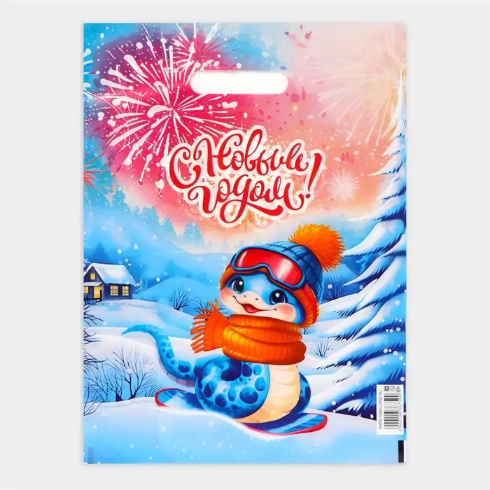 Пакет «Змея сноубордист», полиэтиленовый с вырубной ручкой, 30×40 см