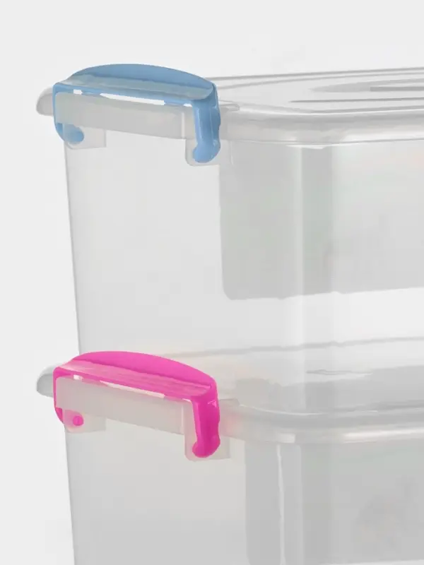 Контейнер пищевой, 17 л, 46&times;31&times;17 см, прямоугольный, прозрачный, ручки МИКС