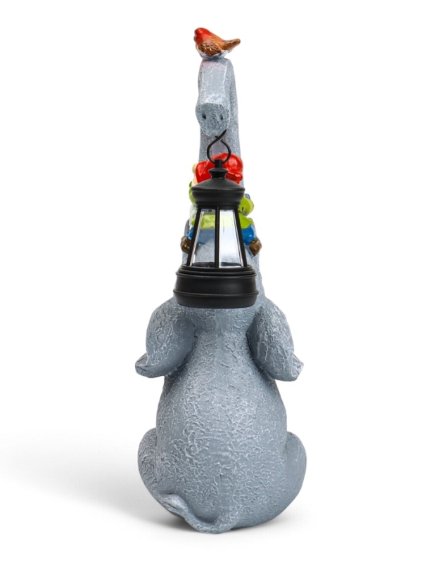 Садовая фигура с подсветкой  Садовая фигура с подсветкой "Слоник с гномами" 12х10х27см