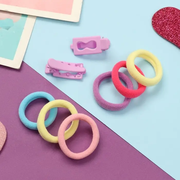 Набор для волос Набор для волос "Карамель" (10 резинок 3 см, 2 зажима 3 см) бесконечность, сиреневый