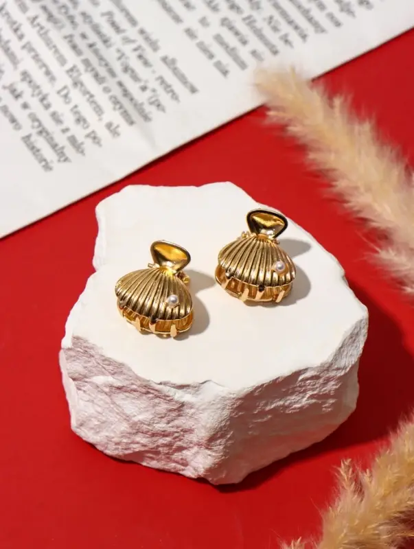 Краб для волос "Лейла море" (набор 2 шт) ракушка бусинка, 2,5х2,5 см, золото